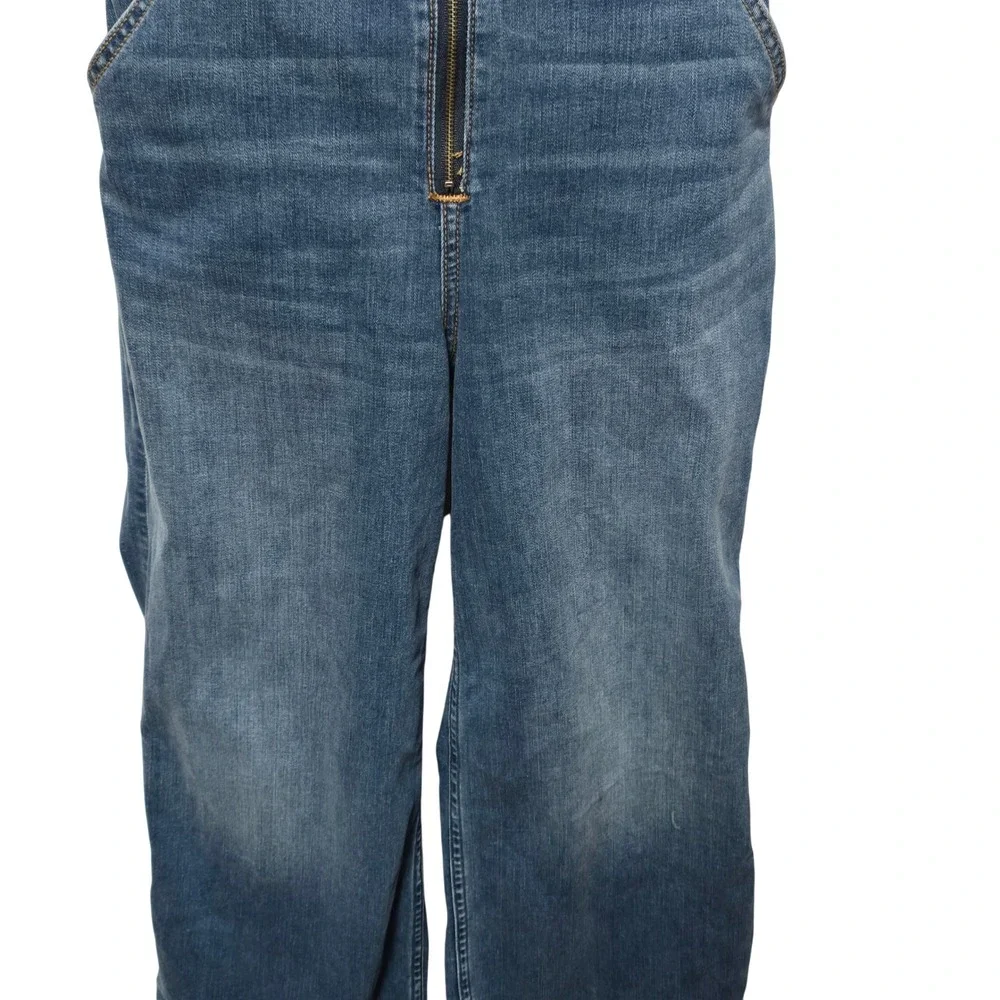 Hollister Front Full Zip Denim Wide Leg‎ Bib Overalls Pantsuit Cottage Garden S